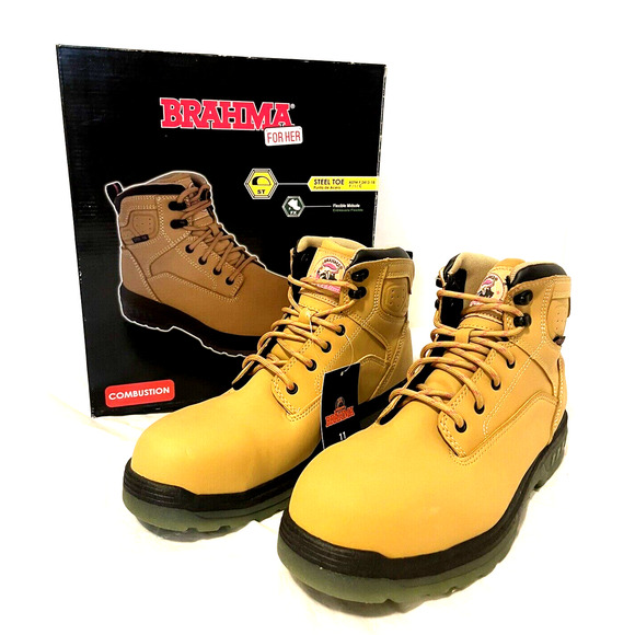 Brahma Women's Combustion 6" Steel Toe Work Boots, Wheat, 11 ''NEW'' - Picture 1 of 9